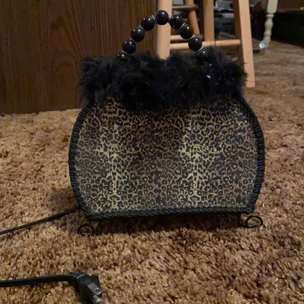 Leopard print purse lamp